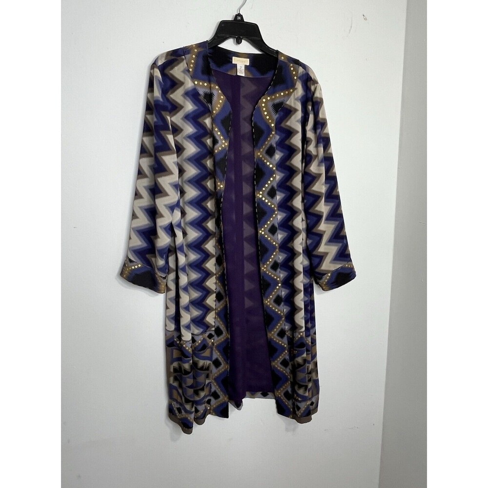 Chicos Western Ikat Purple Southwestern Cardigan 2 US L (13)